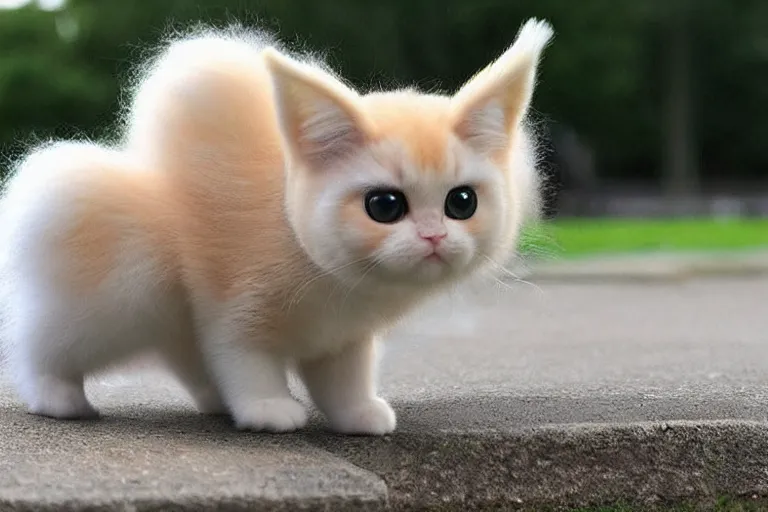 Image similar to real life mew pokemon, cute!!!, heroic!!!, adorable!!!, playful!!!, chubby!!! fluffly!!!, happy!!!, cheeky!!!, mischievous!!!, ultra realistic!!!, spring time, slight overcast weather, golden hour, sharp focus