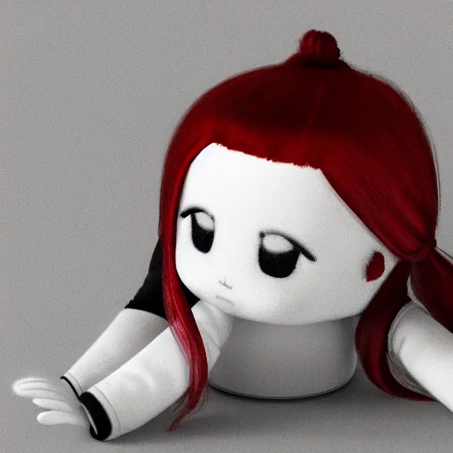 Image similar to cute fumo plush of a girl who has a collection of souls inside jars in her mansion, black and white and red, vray