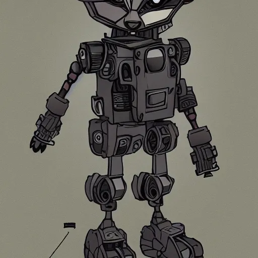 Image similar to a mech that looks like a raccoon