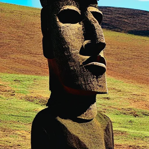 Image similar to Kanye moai head on easter Island