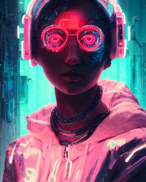 Image similar to detailed portrait Neon Operator Girl, cyberpunk futuristic neon, reflective puffy coat, decorated with traditional Japanese ornaments by Ismail inceoglu dragan bibin hans thoma greg rutkowski Alexandros Pyromallis Nekro Rene Maritte Illustrated, Perfect face, fine details, realistic shaded, fine-face, pretty face