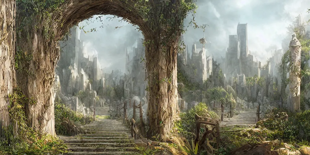 Image similar to beautiful matte painting of entrance to maze