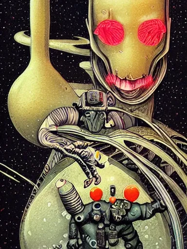 Image similar to dark retro illustration 1 9 7 5 science fiction, gouache and ink, art sussman, mohrbacher, retro futurism