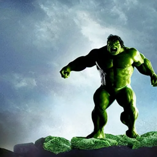 Image similar to jack black as the incredible hulk, movie still, action pose,