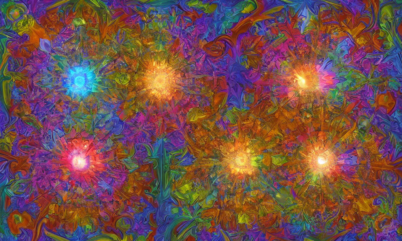 Image similar to voronoi engine laboratory 3 d volume kaleidoscope mandala fractal chakra digital multicolor stylized concept substance by artgerm, rossdraws, norman rockwell, magali villeneuve, gil elvgren, alberto vargas, earl moran, enoch bolles radiating a glowing aura global illumination ray tracing hdr