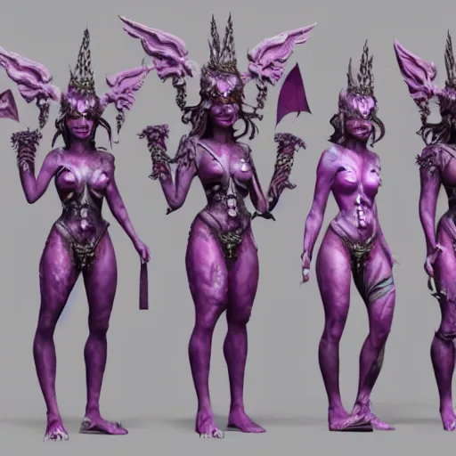 Image similar to Realistic Slaanesh daemonettes from Warhammer in a Total War game, Highly Detailed