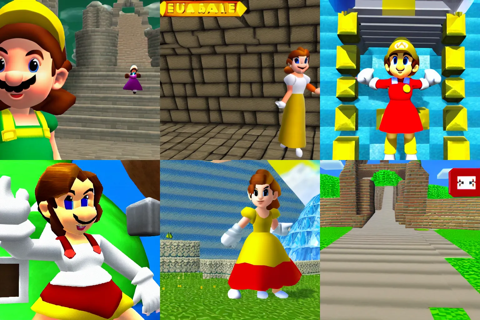Prompt: Screenshot of Emma Watson in Super Mario 64