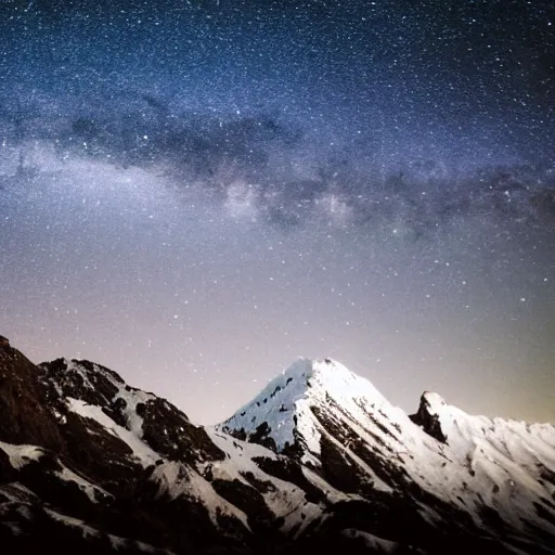 Prompt: Snow Mountains under the Milky Way.