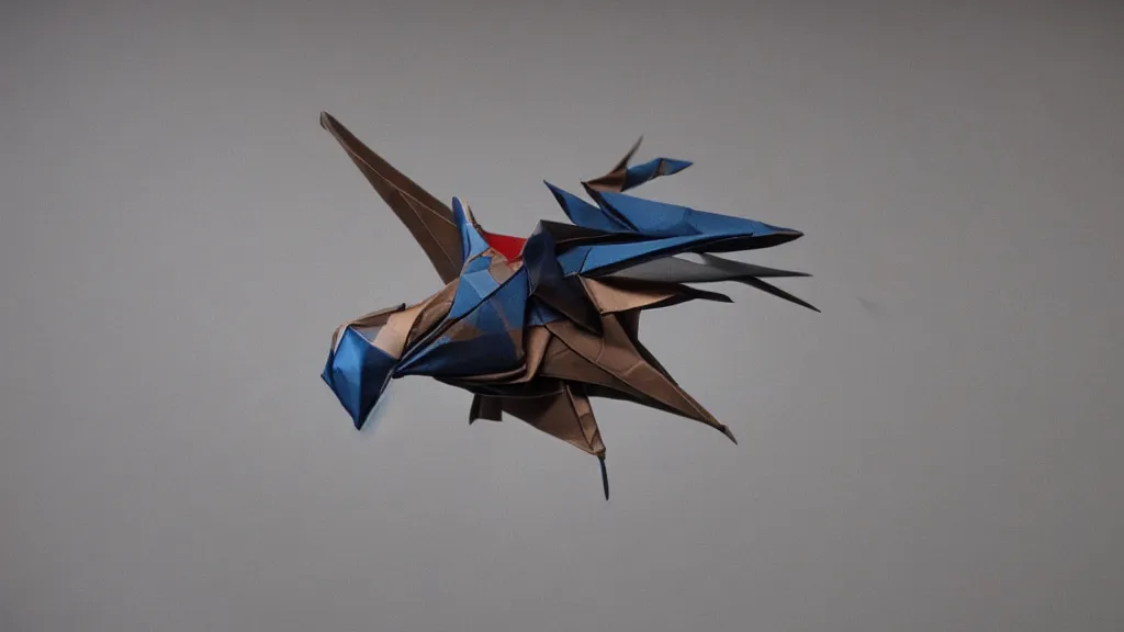 Prompt: origami hawkish the very crispest, neatest temporariness