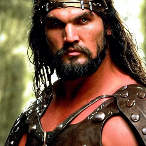 Prompt: Jason Mamoa as Willow the dwarf from the movie Willow
