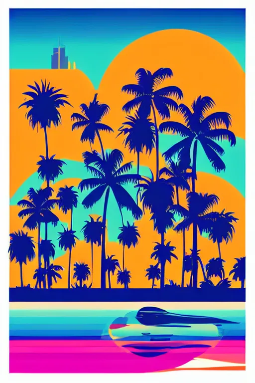 Prompt: minimalist boho style art of colorful miami at sunrise, illustration, vector art