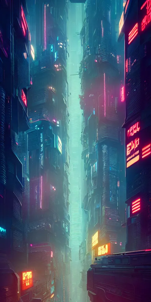 Image similar to epic cyberpunk cityscape :: blade runner, James Guilleard, beeple ,laurie greasley, dan mcpharlin :: ornate, dynamic, particulate, rich colors, intricate, elegant, highly detailed, centered, artstation, smooth, sharp focus, octane render, 3d