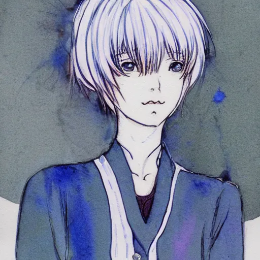 Image similar to watercolor sketch of rei ayanami