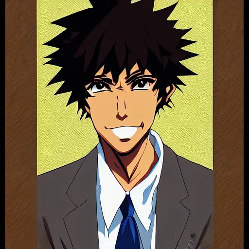 Image similar to anime portrait of obama as an anime boy, spike spiegel, cowboy bebop, trending on artstatoin