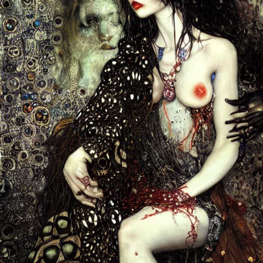 Image similar to depraved vampire, intricate detail, klimt, royo, royo, whealan,
