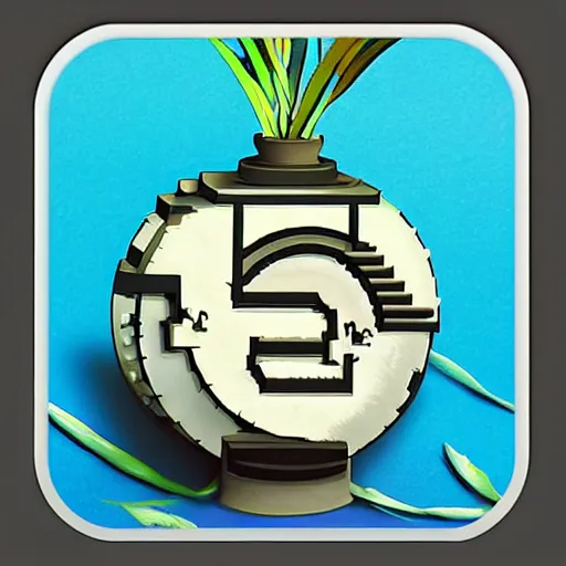 Image similar to creative app icon ,by studio ghibli ,by mc escher