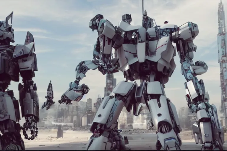 Image similar to 4 k footage from live action sci - fi film about mecha hello kitty, action shot, giant robot hello kitty