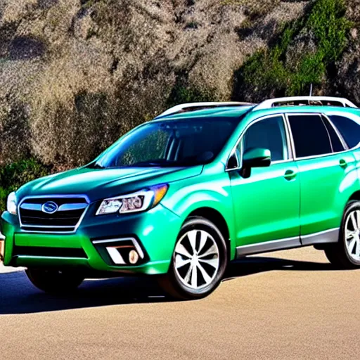 Prompt: a 2 0 1 5 subaru forrester made entirely out of emeralds