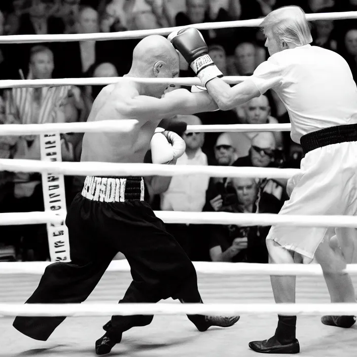 Image similar to boxing match of biden and trump, b & w detailed sharp photo