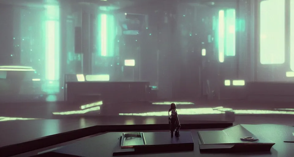 Prompt: Cinematic Octane render of a scene featuring a holographic 3d desktop interface in a detective's apartment. inspired by the film \Bladerunner 2049\ (2017). Trending on Artstation, CGstation. 4k. HDR. Raytracing. Fascinating fantastic intriguing cool badass awe-inspiring mysterious amazing wow futuristic interesting.