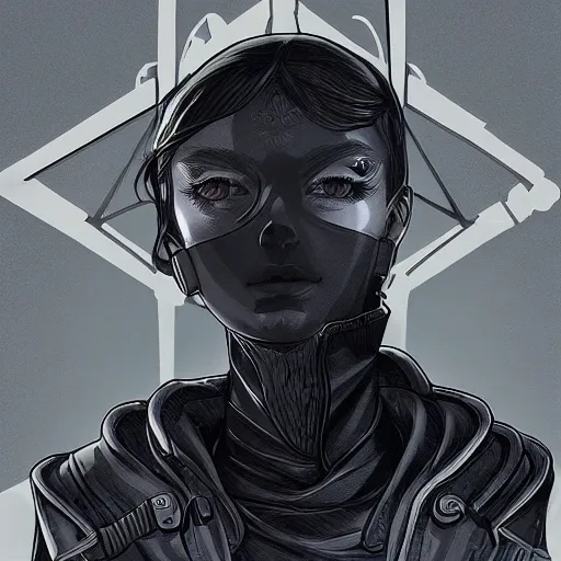 Image similar to techwear occultist, chaos magick, leviathan cross, androgynous, beautiful, detailed symmetrical close up portrait, intricate complexity, in the style of artgerm and ilya kuvshinov, cel shaded