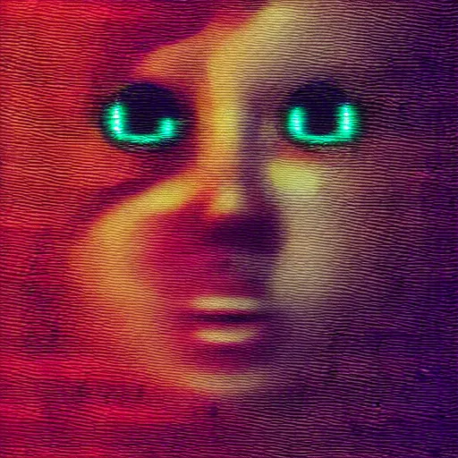 Image similar to redhead female cyberpunk, vhs video glitches and tape stress, digital glitches, glitchcore glitchart grime