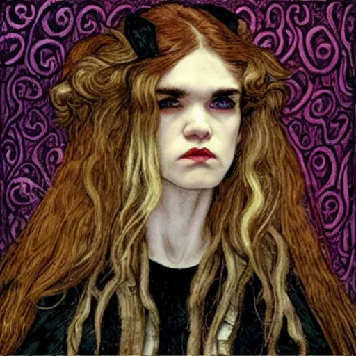 Image similar to album cover of Grimes as a highly detailed super villain character by dante gabriel rossetti