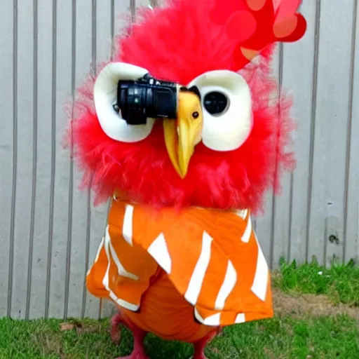 Image similar to photography cute chicken dressed as an inmate