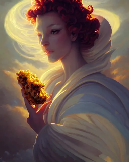 Image similar to Beekeeper pope portrait, heavenly clouds, radiant light, ethereal fantasy art by peter mohrbacher and artgerm