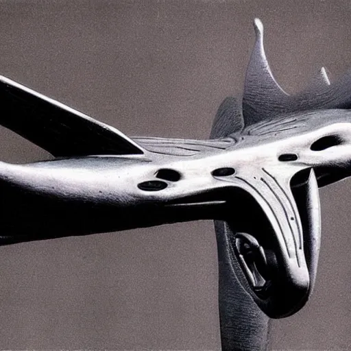 Image similar to an ariplane designed by giger.