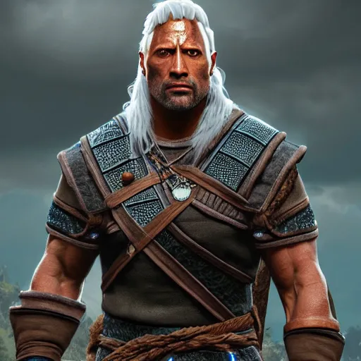 Prompt: a digital art portrait of dwayne johnson as ancient druid mage, dark souls witcher character sheet, 4 k, ultra detail, volumetric lighting, unreal engine, octane render