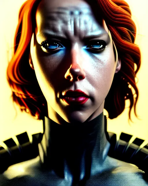 Prompt: hyperrealistic mixed media painting of Black Widow, marvel, heroic pose, stunning 3d render inspired art by P. Craig Russell and Barry Windsor-Smith + perfect facial symmetry + dim volumetric lighting, 8k octane beautifully detailed render, post-processing, extremely hyperdetailed, intricate, epic composition, grim yet sparkling atmosphere, cinematic lighting + masterpiece, trending on artstation, very very detailed, masterpiece, stunning