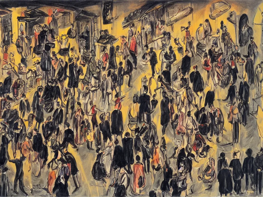 Image similar to nightlife in lisbon, feminist view, lisbon city at night, art in the style of paula rego