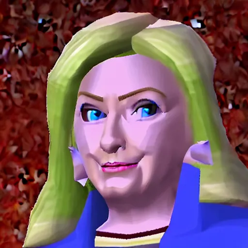 Prompt: detailed screenshot of 3 d hillary clinton in the legend of zelda : ocarina of time