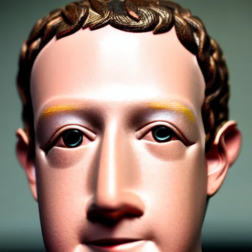 Prompt: close up portrait of mark zuckerberg he has pupils shaped as dollars signs, 8 k, bokeh