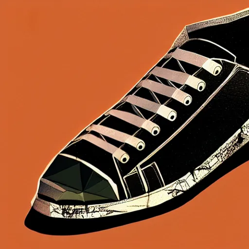 Prompt: low poly 8 k render damaged shoe, conceptual, intricate detailed painting, illustration sharp detail, manga 1 9 9 0