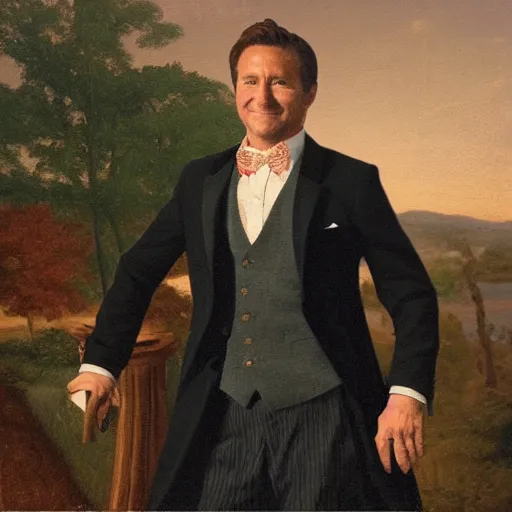 Image similar to portrait of Robert Herjavec, in the style of the Hudson River School