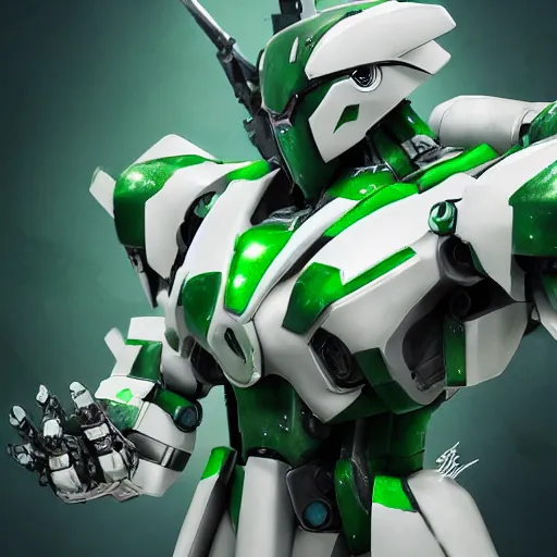 Prompt: saudi warrior mecha, green and white, full body mecha suit, epic urban battle, Murata Yasushi Nirasawa Style, beautiful aesthetic, photorealistic, volumetric lighting, hyperrealistic, octane render, HDR, Production IG Studios Anime Style, concept art