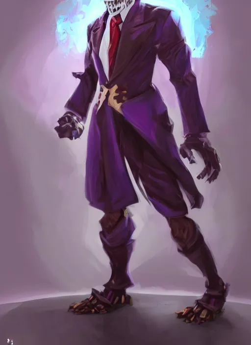 papyrus undertale wearing a dark purple suit, elegant, | Stable Diffusion