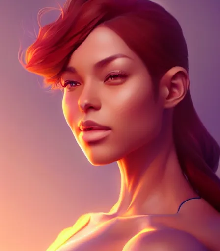 Image similar to beautiful portrait of a gorgeous personal trainer who looks like Lira T'Soni , character design by charlie bowater, ross tran, artgerm, and makoto shinkai, detailed, soft lighting, rendered in octane