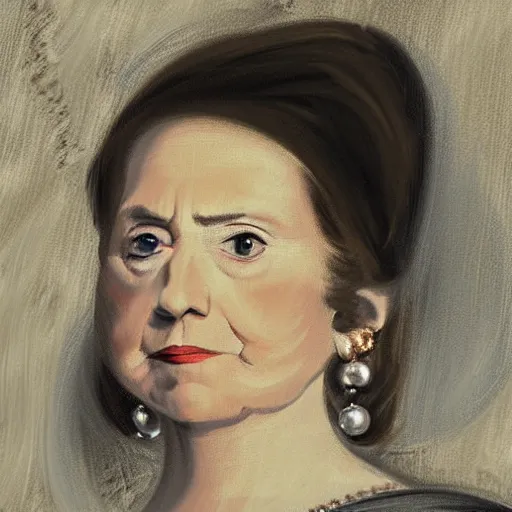 Image similar to detailed portrait of hillary clinton wearing beautiful earrings by francisco goya