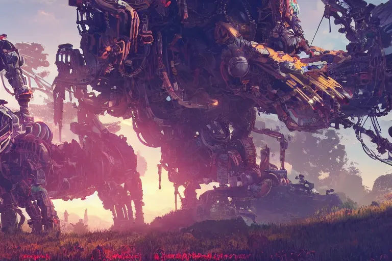 Image similar to burrower machine mecanical creature robot of horizon forbidden west horizon zero dawn bioluminiscence global illumination ray tracing hdr fanart arstation by ian pesty and alena aenami artworks in 4 k