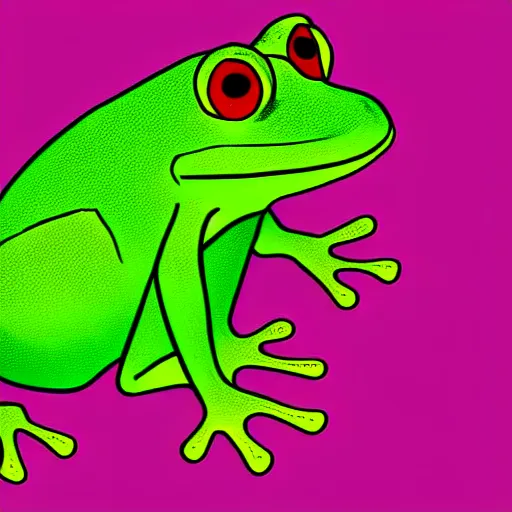Image similar to green autistic frog cartoon digital art
