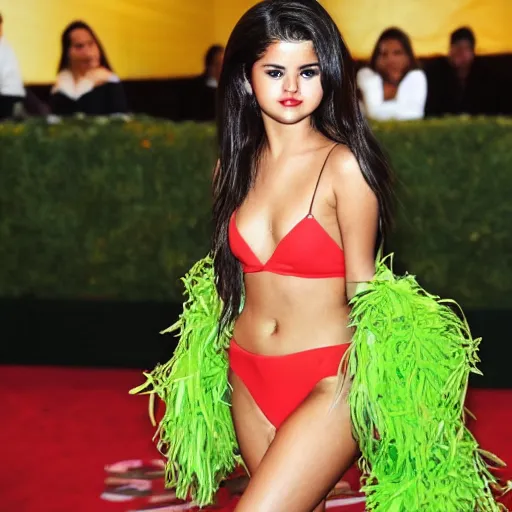 Image similar to selena gomez in celery costume