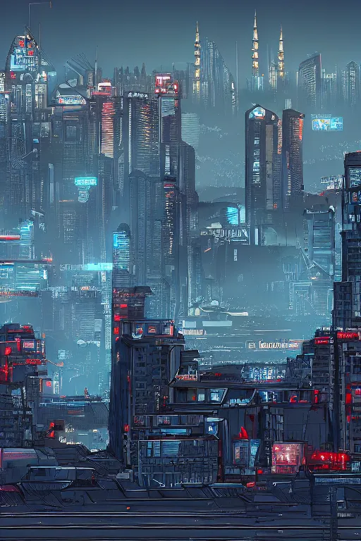 Image similar to skyline of istanbul, artstation, cyberpunk style