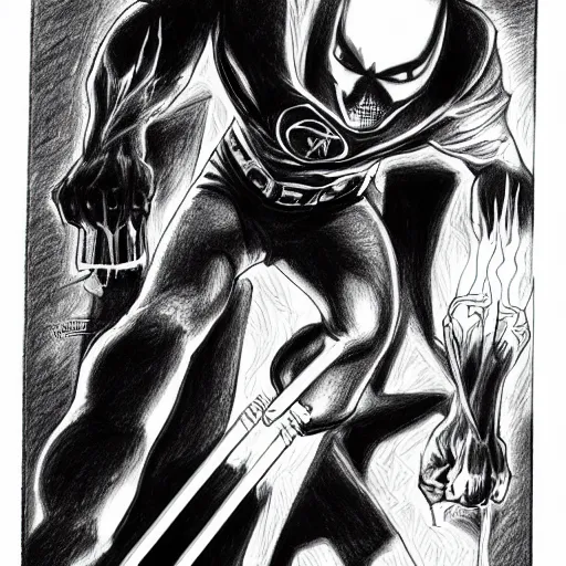 Image similar to Very detailed pencil drawing of Marvel ghost rider