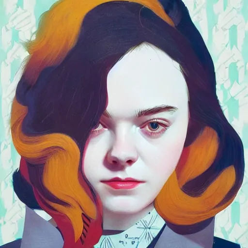 Image similar to Elle Fanning in The Queen’s Gambit picture by Sachin Teng, asymmetrical, dark vibes, Realistic Painting , Organic painting, Matte Painting, geometric shapes, hard edges, graffiti, street art:2 by Sachin Teng:4