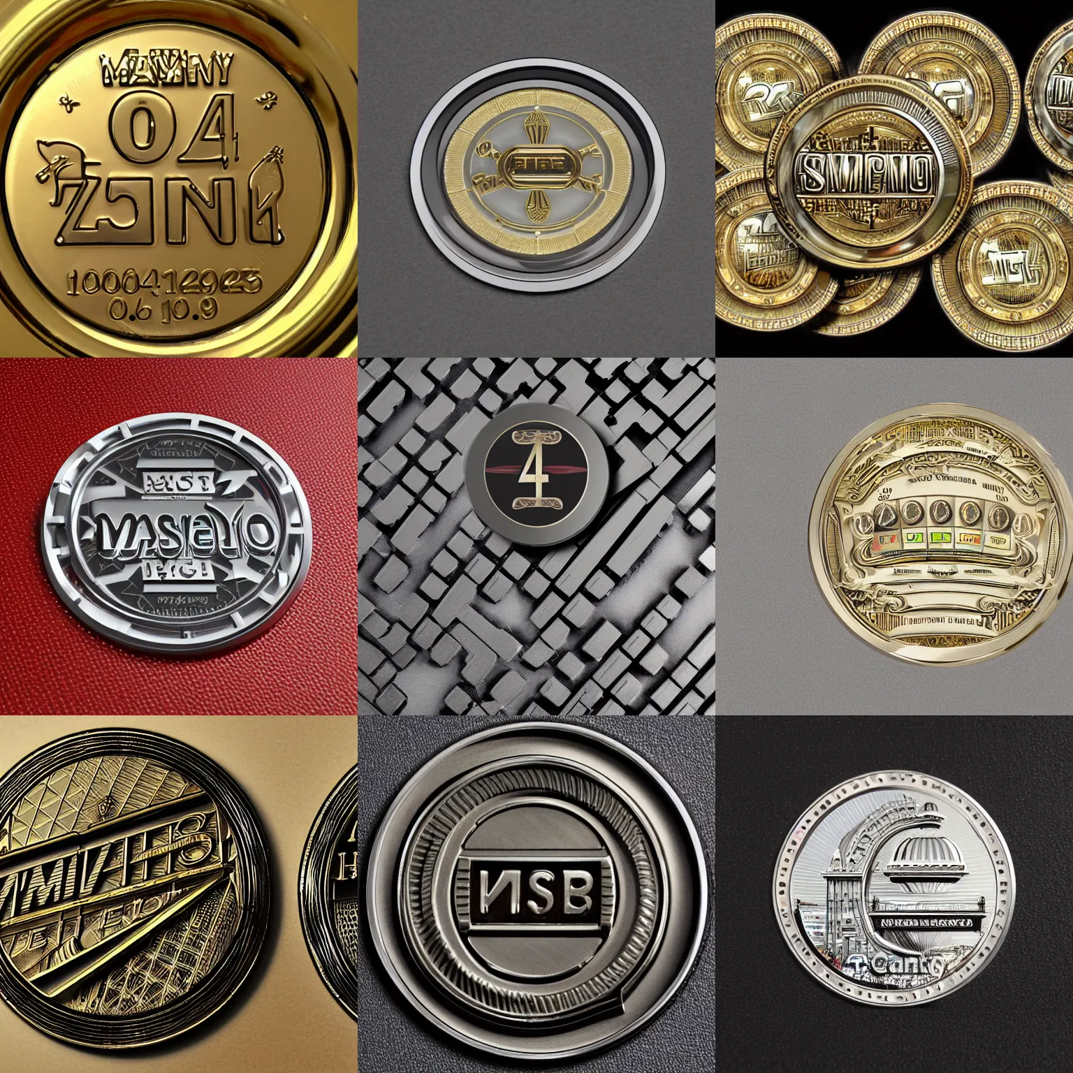 Image similar to a simply designed metal token for a casino, highly detailed, 4k quality photo