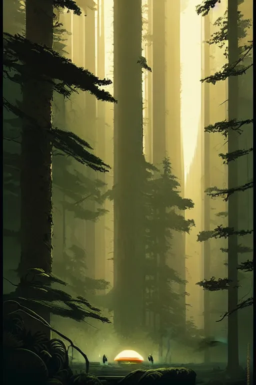 Prompt: greg rutkowski travel poster endor