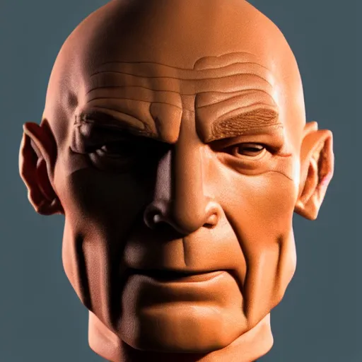 Prompt: clay bust of captain picard, professional lighting, 4 k, detailed
